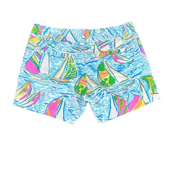 Lilly Pulitzer Adie Short You Gotta Regatta Colorful Sailboat Summer Size 4 - Picture 2 of 7